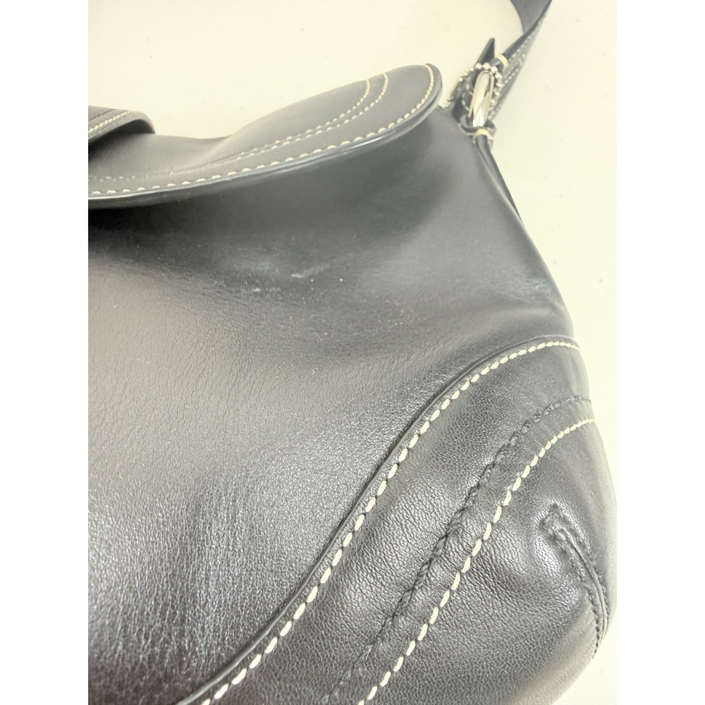 Coach Soho Black Leather Flap Handbag F10910 Silver Buckle Shoulder Bag READ - Picture 15 of 16